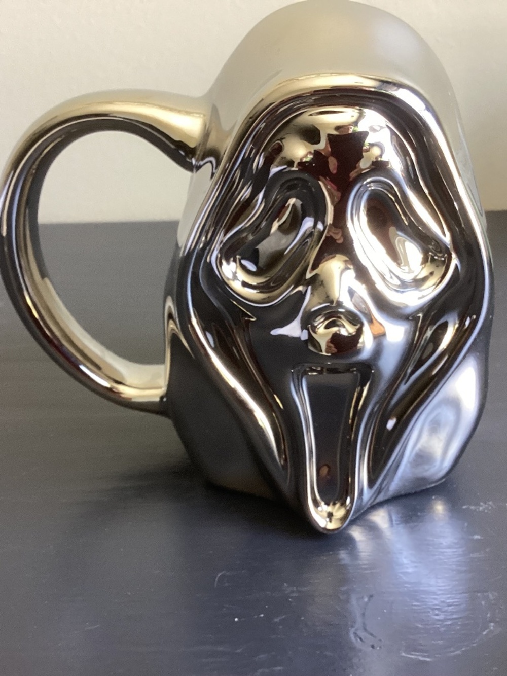 NWOT Ghost Face Metallic Silver 3D Sculpted Coffee Mug 17oz